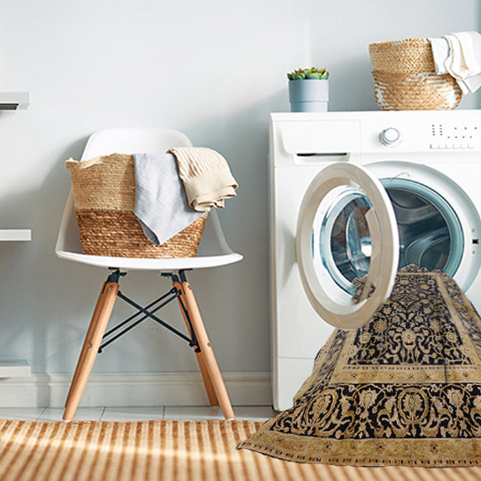 Machine Washable Industrial Modern Taupe Brown Rug in a Washing Machine, wshurb530