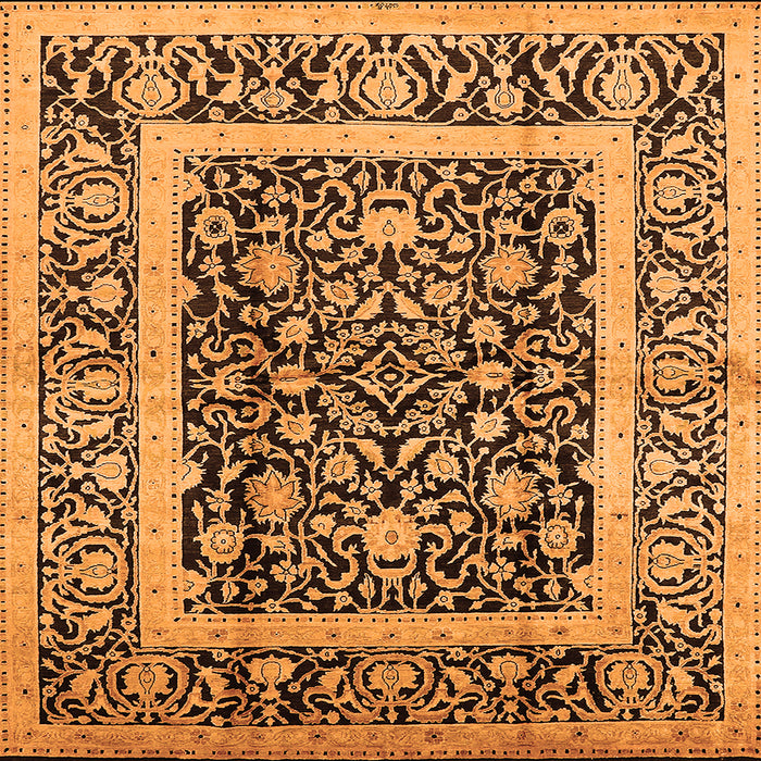 Square Machine Washable Oriental Orange Traditional Area Rugs, wshurb530org