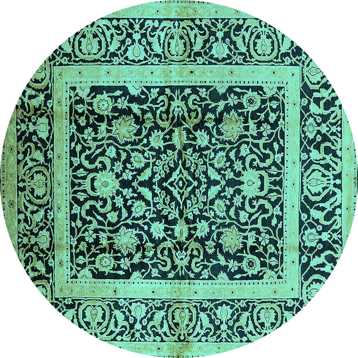Round Oriental Turquoise Traditional Rug, urb530turq