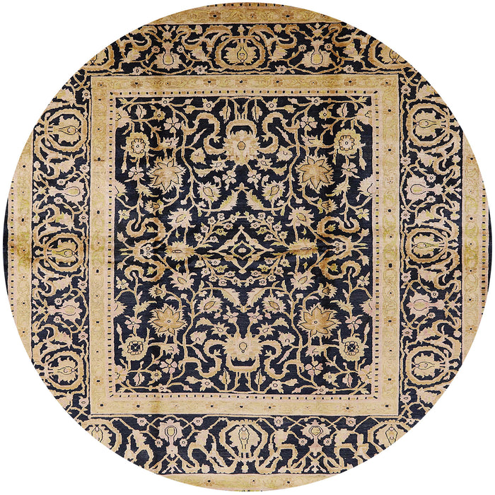 Round Mid-Century Modern Taupe Brown Oriental Rug, urb530