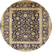 Round Mid-Century Modern Taupe Brown Oriental Rug, urb530