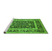 Sideview of Machine Washable Oriental Green Traditional Area Rugs, wshurb530grn