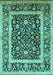 Machine Washable Oriental Turquoise Traditional Area Rugs, wshurb530turq