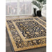 Mid-Century Modern Taupe Brown Oriental Rug in Family Room, urb530