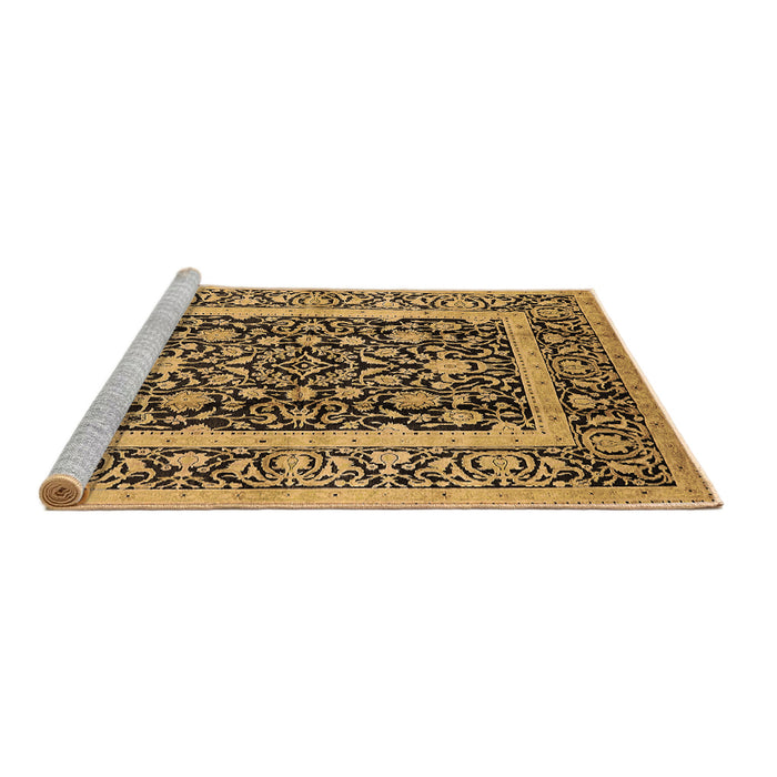 Sideview of Machine Washable Oriental Brown Traditional Rug, wshurb530brn