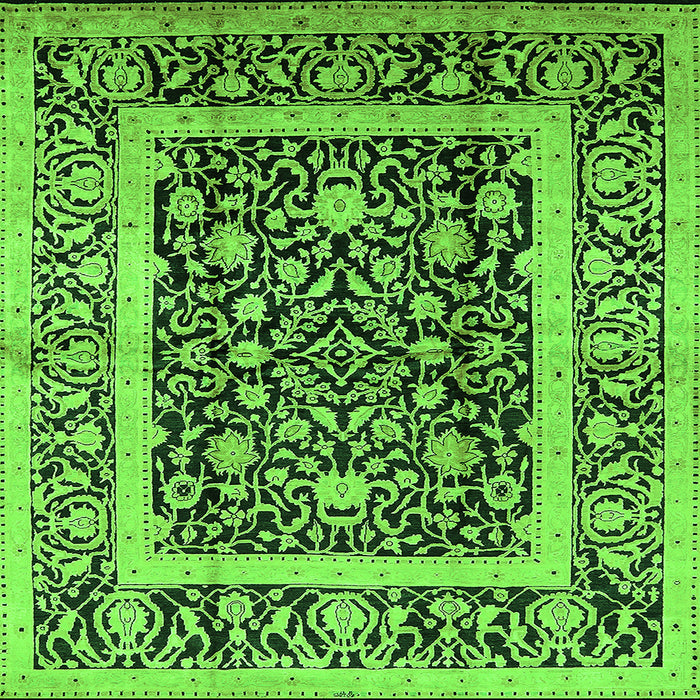 Square Oriental Green Traditional Rug, urb530grn