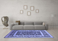 Machine Washable Oriental Blue Traditional Rug, wshurb530blu