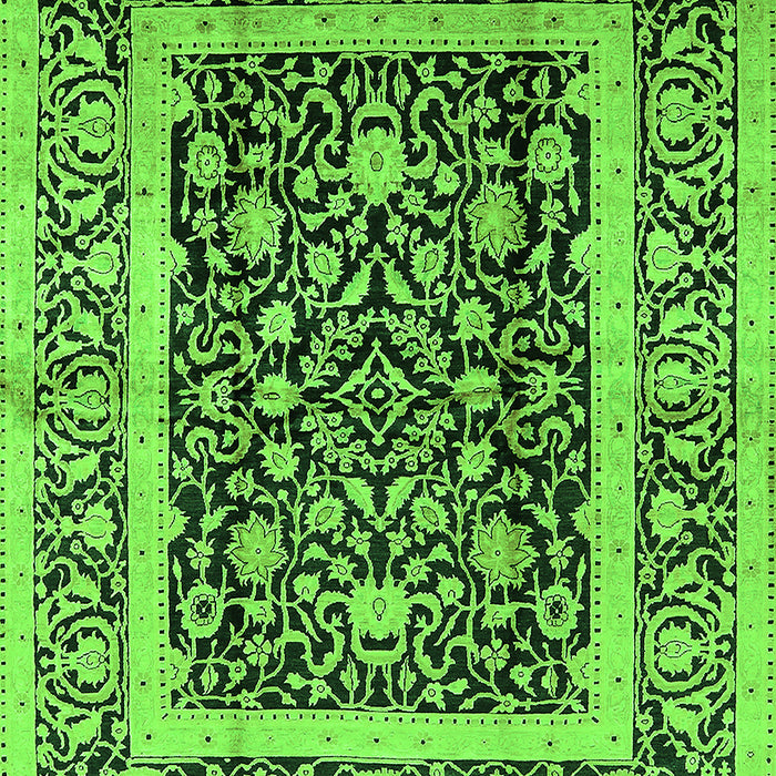 Machine Washable Oriental Green Traditional Area Rugs, wshurb530grn