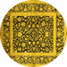 Round Oriental Yellow Traditional Rug, urb530yw