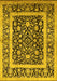 Machine Washable Oriental Yellow Traditional Rug, wshurb530yw