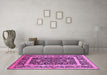 Machine Washable Oriental Pink Traditional Rug in a Living Room, wshurb530pnk