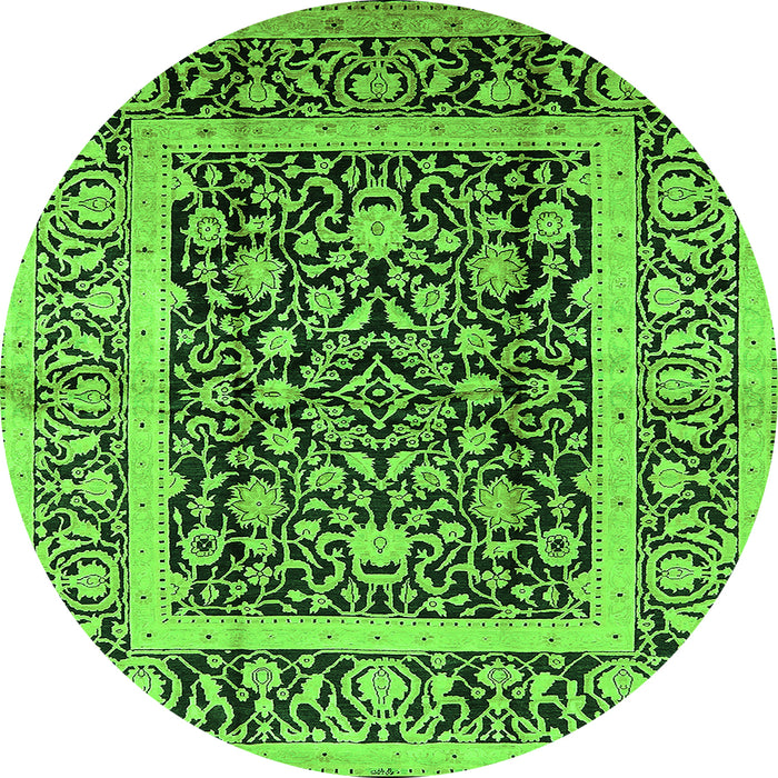 Round Oriental Green Traditional Rug, urb530grn