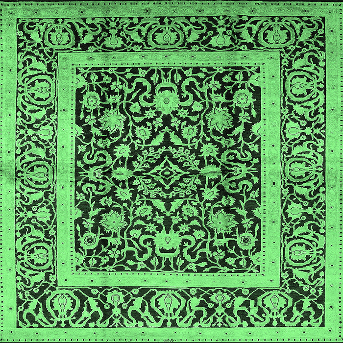 Square Oriental Emerald Green Traditional Rug, urb530emgrn