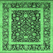 Square Machine Washable Oriental Emerald Green Traditional Area Rugs, wshurb530emgrn