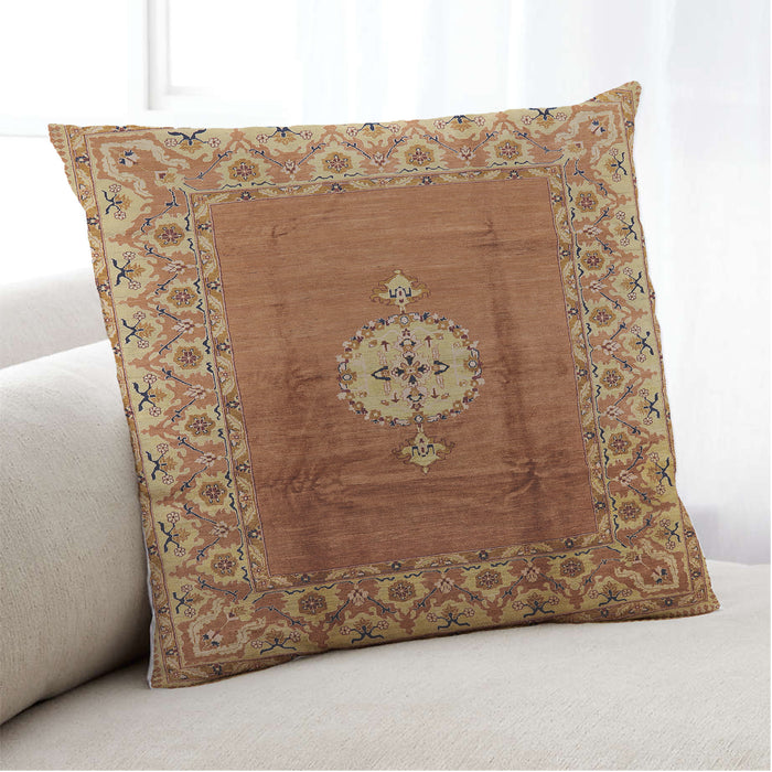 Lifestyle Image of Mid-Century Modern Urban Square Mahogany Brown Throw Pillow, 18 inch by 18 inch, pwurb531
