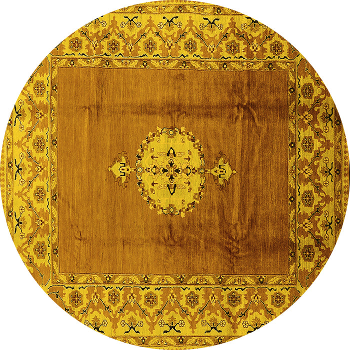 Round Oriental Yellow Industrial Rug, urb531yw