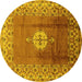 Round Oriental Yellow Industrial Rug, urb531yw