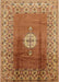 Mid-Century Modern Mahogany Brown Oriental Rug, urb531