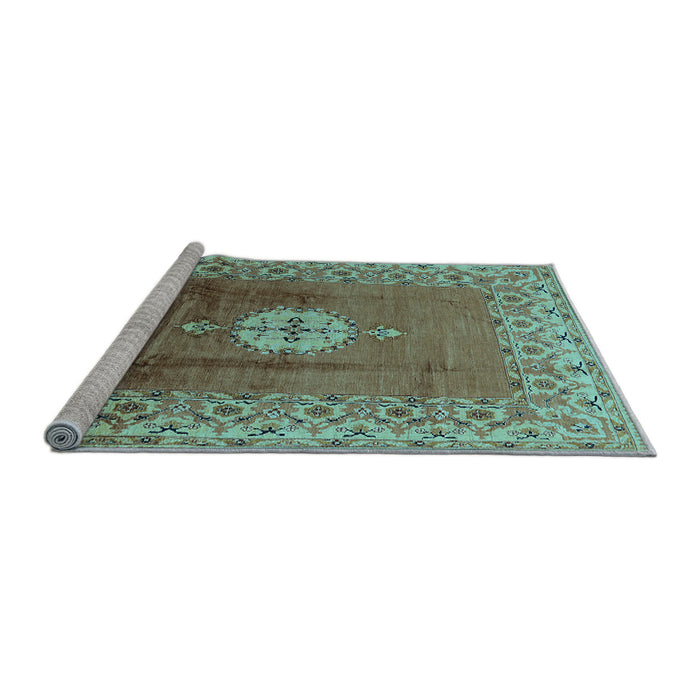 Sideview of Machine Washable Oriental Light Blue Industrial Rug, wshurb531lblu