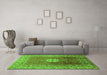 Machine Washable Oriental Green Industrial Area Rugs in a Living Room,, wshurb531grn