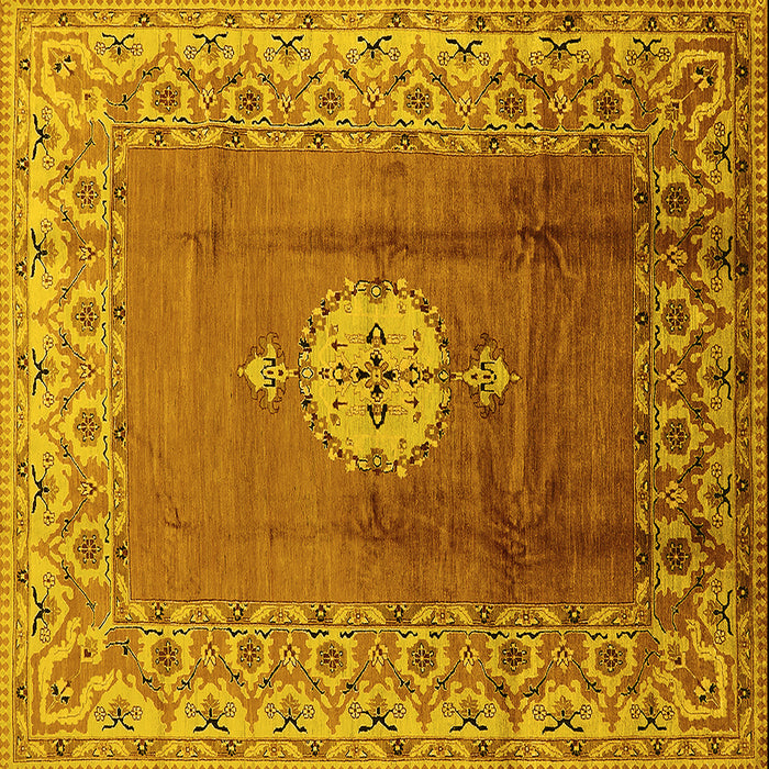Square Machine Washable Oriental Yellow Industrial Rug, wshurb531yw