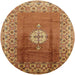 Round Mid-Century Modern Mahogany Brown Oriental Rug, urb531