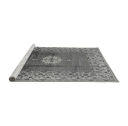 Sideview of Machine Washable Oriental Gray Industrial Rug, wshurb531gry
