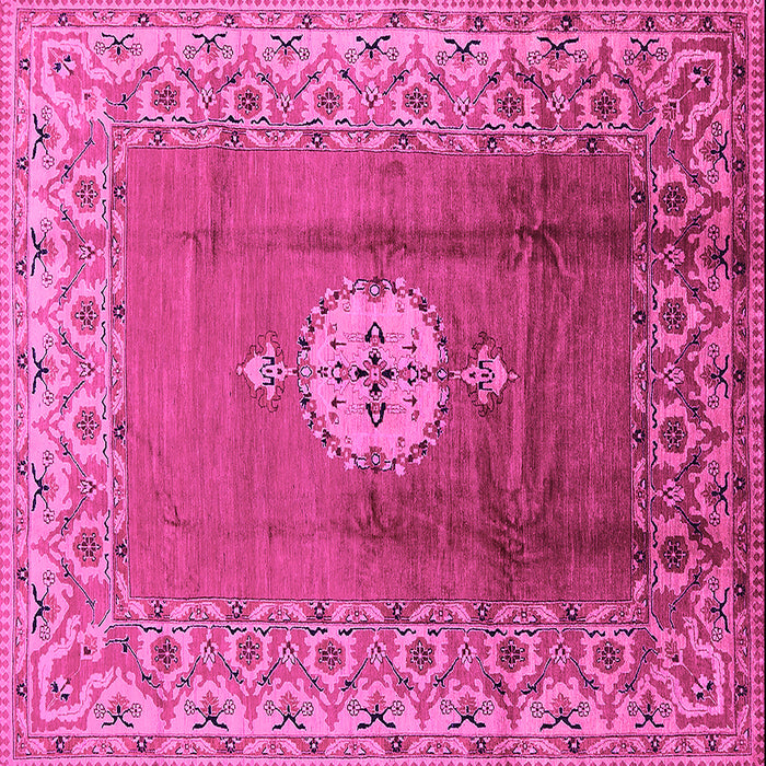 Square Machine Washable Oriental Pink Industrial Rug, wshurb531pnk