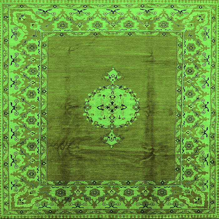 Square Machine Washable Oriental Green Industrial Area Rugs, wshurb531grn