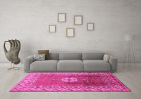 Machine Washable Oriental Pink Industrial Rug, wshurb531pnk