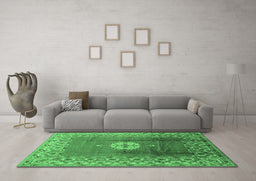 Machine Washable Oriental Emerald Green Industrial Area Rugs in a Living Room,, wshurb531emgrn