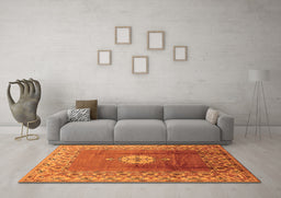 Machine Washable Oriental Orange Industrial Area Rugs in a Living Room, wshurb531org