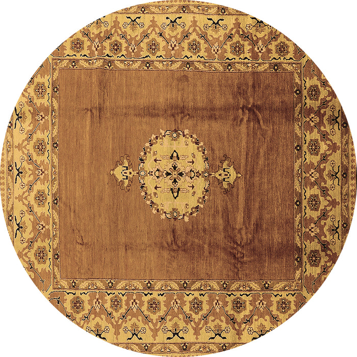 Round Oriental Brown Industrial Rug, urb531brn
