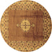 Round Oriental Brown Industrial Rug, urb531brn