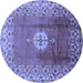 Round Oriental Blue Industrial Rug, urb531blu