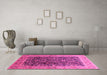 Machine Washable Oriental Pink Traditional Rug in a Living Room, wshurb532pnk