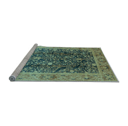 Sideview of Machine Washable Oriental Light Blue Traditional Rug, wshurb532lblu