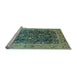 Sideview of Machine Washable Oriental Light Blue Traditional Rug, wshurb532lblu