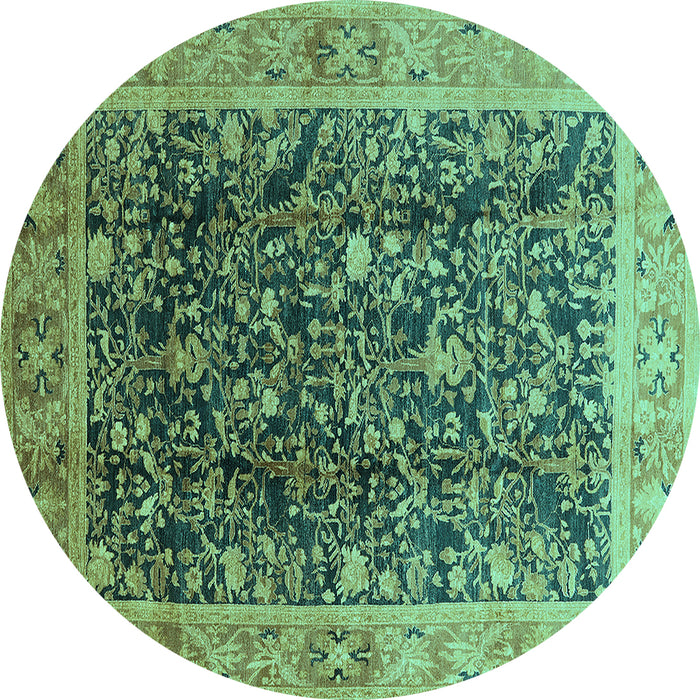 Round Oriental Turquoise Traditional Rug, urb532turq