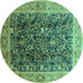 Round Oriental Turquoise Traditional Rug, urb532turq