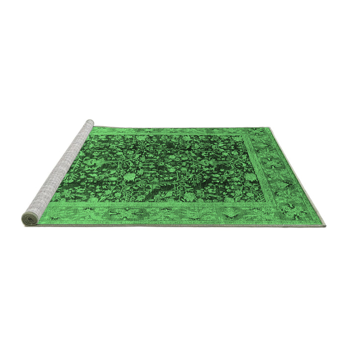Sideview of Machine Washable Oriental Emerald Green Traditional Area Rugs, wshurb532emgrn