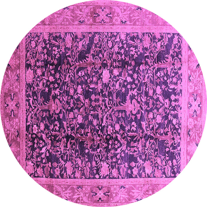 Round Machine Washable Oriental Purple Traditional Area Rugs, wshurb532pur