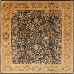 Square Mid-Century Modern Orange Oriental Rug, urb532