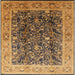 Square Mid-Century Modern Orange Oriental Rug, urb532