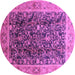 Round Oriental Purple Traditional Rug, urb532pur