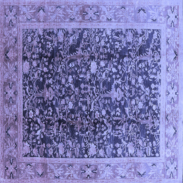 Square Machine Washable Oriental Blue Traditional Rug, wshurb532blu