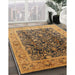 Mid-Century Modern Orange Oriental Rug in Family Room, urb532