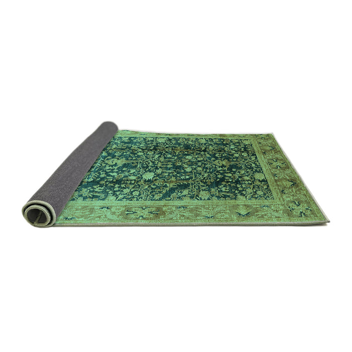 Sideview of Oriental Turquoise Traditional Rug, urb532turq