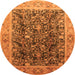 Round Machine Washable Oriental Orange Traditional Area Rugs, wshurb532org