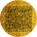 Round Oriental Yellow Traditional Rug, urb532yw